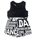TACKTIMES 2Pcs Girls Sleeveless Crop Top with Shorts Outfit Set for Athletic Leotard Dancing Swimming Gymnastics Dancewear