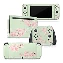 Tacky Design Japanese Cherry Blossom Skin Wrap Cover for Nintendo Switch, Beige Color Skin, Premium Vinyl 3M Full Wrap Decal (Mint Green)