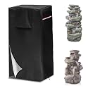 TACOMA Garden Fountain Cover,Outdoor Heavy Duty Waterproof Dustproof Winter Fountain Cover for Cascading Bowls and Stacked Stones Fountain with Zipper and Drawstring.(Black,23.8"L x 18"W x 40"H)