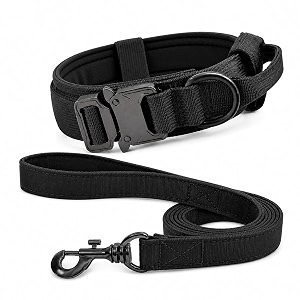 Tactical Dog Collar and Leash Set Black