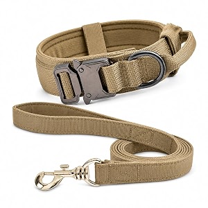 Tactical Dog Collar and Leash SetKhaki