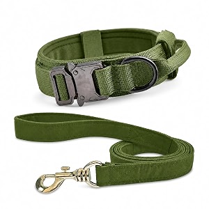 Tactical Dog Collar and Leash Set Olive