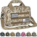 Tactical Gun Range Bag, Pistol Carrying Bag for 2 Handguns and Ammo, Firearm Shooting Case with 6 Magazine Slots and Lockable Zipper for Shooting Range & Outdoor Hunting