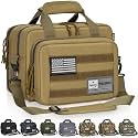 Tactical Gun Range Bag, Pistol Carrying Bag for 2 Handguns and Ammo, Firearm Shooting Case with 6 Magazine Slots and Lockable Zipper for Shooting Range & Outdoor Hunting