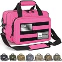 Tactical Gun Range Bag, Pistol Carrying Bag for 2 Handguns and Ammo, Firearm Shooting Case with 6 Magazine Slots and Lockable Zipper for Shooting Range & Outdoor Hunting