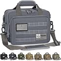 Tactical Gun Range Bag, Pistol Carrying Bag for 2 Handguns and Ammo, Firearm Shooting Case with 6 Magazine Slots and Lockable Zipper for Shooting Range & Outdoor Hunting