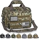 Tactical Gun Range Bag, Pistol Carrying Bag for 2 Handguns and Ammo, Firearm Shooting Case with 6 Magazine Slots and Lockable Zipper for Shooting Range & Outdoor Hunting