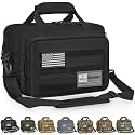 Tactical Gun Range Bag, Pistol Carrying Bag for 2 Handguns and Ammo, Firearm Shooting Case with 6 Magazine Slots and Lockable Zipper for Shooting Range & Outdoor Hunting