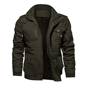 tacvasen men39s jacket-casual winter cotton military jacket standard length thicken hooded cargo coat