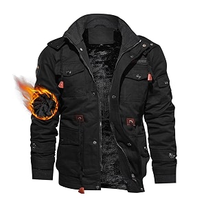 tacvasen men39s jacket-casual winter cotton military jacket standard length thicken hooded cargo coat