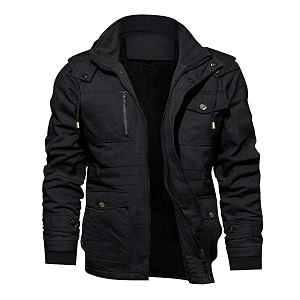 tacvasen men39s jacket-casual winter cotton military jacket standard length thicken hooded cargo coat