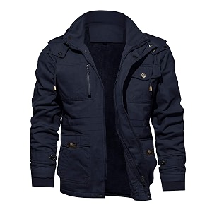 tacvasen men39s jacket-casual winter cotton military jacket standard length thicken hooded cargo coat