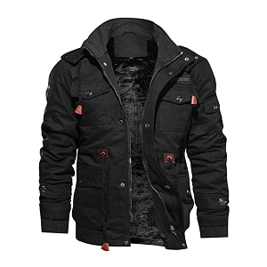 tacvasen men39s jacket-casual winter cotton military jacket standard length thicken hooded cargo coat