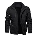 TACVASEN Men's Jacket-Casual Winter Cotton Military Jacket Standard Length Thicken Hooded Cargo Coat