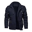 TACVASEN Men's Jacket-Casual Winter Cotton Military Jacket Standard Length Thicken Hooded Cargo Coat
