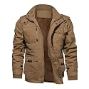 TACVASEN Men's Jacket-Casual Winter Cotton Military Jacket Standard Length Thicken Hooded Cargo Coat