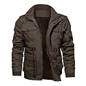 TACVASEN Men's Jacket-Casual Winter Cotton Military Jacket Standard Length Thicken Hooded Cargo Coat
