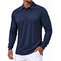 TACVASEN Men's Long Sleeve Polo Dry Fit Tactical Collared Golf Work Shirts