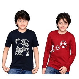 tadeo half and full sleeves boys tshirt combo set  cotton blend  pack of 2 pcs  round neck  navy blue amp maroon  12-13 years
