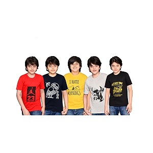 tadeo combo half sleeve round neck cotton blend t-shirt for boy39s pack of 5 t-shirts for kids multi-colored-hs1236a16p5 9-10 year 32