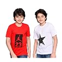 TADEO Half Sleeves Boys Tshirt Combo Set | Cotton Blend | Pack of 2 Pcs | Round Neck | Red &amp; White | 7-8 Years