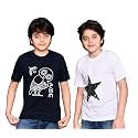 TADEO Half Sleeves Boys Tshirt Combo Set | Cotton Blend | Pack of 2 Pcs | Round Neck | Navy Blue &amp; White | 8-9 Years