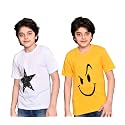 TADEO Half Sleeves Boys Tshirt Combo Set | Cotton Blend | Pack of 2 Pcs | Round Neck | Yellow &amp; White | 6-7 Years