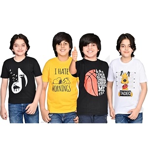 tadeo boys t-shirt combo pack of 2  half amp full sleeves  round neck  unisex kids39 regular fit stylish printed tees  cotton blend  soft amp comfortable
