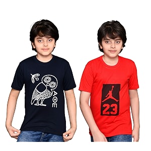 tadeo half sleeves boys tshirt combo set  cotton blend  pack of 2 pcs  round neck  red amp navy blue  11-12 years