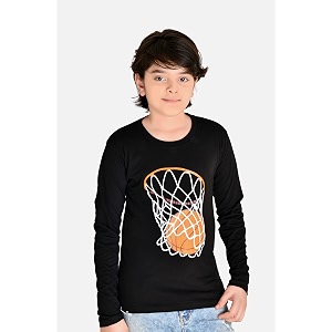 tadeo full sleeves boys tshirt combo set  cotton blend  pack of 2 pcs  round neck black amp orange  12-13 years