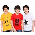 TADEO Half Sleeves Boys Tshirt Combo Set | Cotton Blend | Pack of 3 Pcs | Round Neck | White, Red &amp; Yellow | 12-13 Years