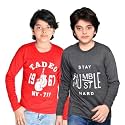 TADEO Full Sleeves Boys Tshirt Combo Set | Cotton Blend | Pack of 2 Pcs | Round Neck | Red &amp; Dark Grey | 12-13 Years