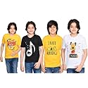 TADEO Combo Half Sleeve Round Neck Cotton Blend T-Shirt for Boy's, Pack of 4 T-Shirts for Kids, Multi-Colored-(HS101112A1P4), 13-14 Year, 36