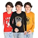TADEO Full Sleeves Boys Tshirt Combo Set | Cotton Blend | Pack of 3 Pcs | Round Neck | Red, Black &amp; Yellow | 6-7 Years