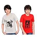 TADEO Half Sleeves Boys Tshirt Combo Set | Cotton Blend | Pack of 2 Pcs | Round Neck | Red &amp; Grey | 7-8 Years