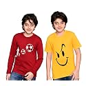 TADEO Half and Full Sleeves Boys Tshirt Combo Set | Cotton Blend | Pack of 2 Pcs | Round Neck | Maroon &amp; Yellow | 8-9 Years