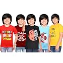 TADEO Combo Half Sleeve Round Neck Cotton Blend T-Shirt for Boy's, Pack of 5 T-Shirts for Kids, Multi-Colored-(HSA12356P5), 12-13 Year, 36