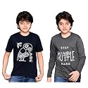 TADEO Half and Full Sleeves Boys Tshirt Combo Set | Cotton Blend | Pack of 2 Pcs | Round Neck | Navy Blue &amp; Dark Grey | 7-8 Years