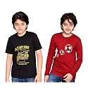 TADEO Boys Tshirt Combo Pack | Unisex Kids T-Shirt Combo Set| Regular Fit Round Neck Stylish Printed Tees | Cotton Blend, 2 Pcs, Maroon &amp; Black, 11-12 Year