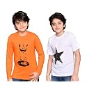 TADEO Half and Full Sleeves Boys Tshirt Combo Set | Cotton Blend | Pack of 2 Pcs | Round Neck | Orange &amp; White | 13-14 Years