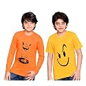 TADEO Half and Full Sleeves Boys Tshirt Combo Set | Cotton Blend | Pack of 2 Pcs | Round Neck | Orange &amp; Yellow | 10-11 Years