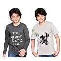 TADEO Half and Full Sleeves Boys Tshirt Combo Set | Cotton Blend | Pack of 2 Pcs | Round Neck | Grey &amp; Dark Grey | 7-8 Years