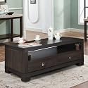 TADesign Milo Engineered Wood Coffee Table with Storage, 1 Shelf, 4 Drawers, Dark Brown (Matte Natural Wood Grain Finish, Termite Free, Non-Toxic Furniture, 18 Months Warranty)