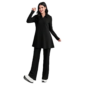 TADKEE Womens Solid Color Two-Piece Set