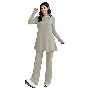 TADKEE Womens Solid Color Two-Piece Set