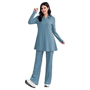 TADKEE Womens Solid Color Two-Piece Set