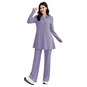 TADKEE Womens Solid Color Two-Piece Set