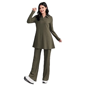 TADKEE Womens Solid Color Two-Piece Set