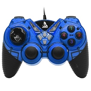 tag gamerz g20 usb gamepad  vibration motor  turbo mode  force function feedback  ergonomic design  plug and play high performance gaming controllerremote  rubberized  supports windows blue