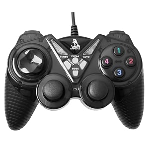 tag gamerz g20 usb gamepad  vibration motor  turbo mode  force function feedback  ergonomic design  plug and play high performance gaming controllerremote  rubberized  supports windows black
